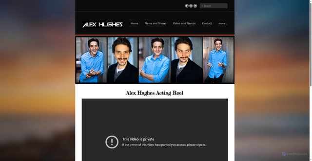 Security scan screenshot of https://www.alexhughes.net/reel.html