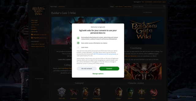 Security scan screenshot of https://bg3.wiki/