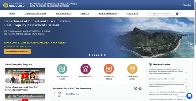 Security scan screenshot of https://realproperty.honolulu.gov/