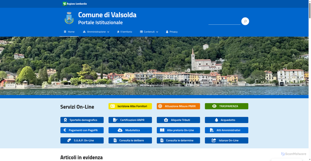 Security scan screenshot of https://www.comune.valsolda.co.it