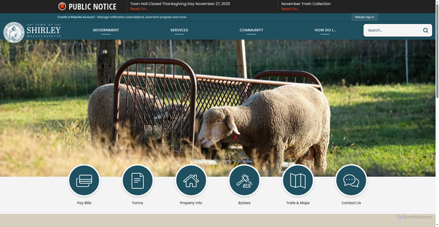 Security scan screenshot of https://shirley-ma.gov/