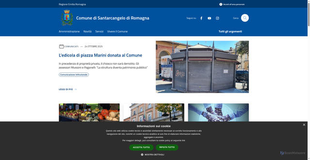 Security scan screenshot of https://www.comune.santarcangelo.rn.it/it
