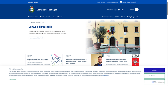 Security scan screenshot of https://www.comune.pescaglia.lu.it/