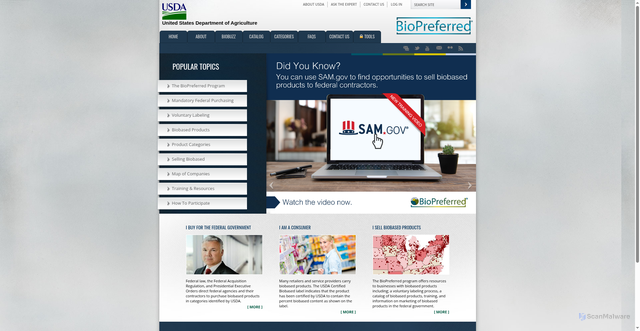 Security scan screenshot of https://www.biopreferred.gov/BioPreferred/