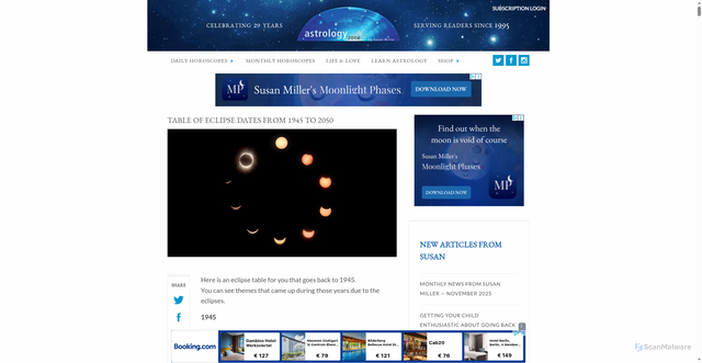 Security scan screenshot of https://www.astrologyzone.com/eclipse-dates/?srsltid=AfmBOop6Opt7K2OIxNlPvG7nshFawkpcWk_dVUvCBOCgUKpoTAwWzYbr