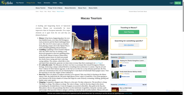 Security scan screenshot of https://www.triphobo.com/places/macau-macao
