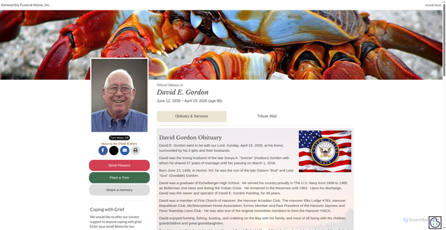 Security scan screenshot of https://www.kenworthyfh.com/obituary/David-Gordon
