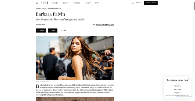 Security scan screenshot of https://elleuzbekistan.com/en/barbara-palvin/