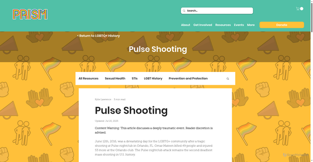 Security scan screenshot of https://www.prismfl.org/post/pulse-shooting