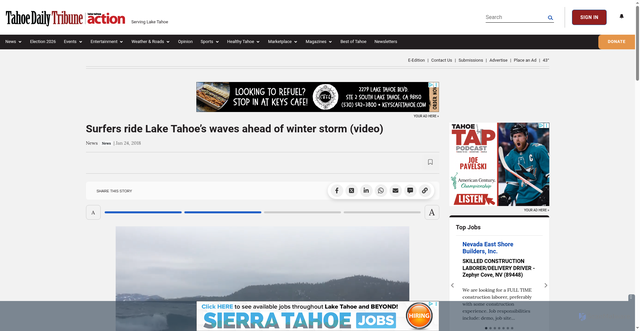 Security scan screenshot of https://www.tahoedailytribune.com/news/surfers-ride-lake-tahoes-waves-ahead-of-winter-storm/