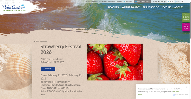 Security scan screenshot of https://www.visitflagler.com/event/strawberry-festival-2026/22188/