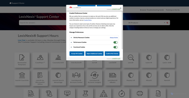 Security scan screenshot of https://supportcenter.lexisnexis.com