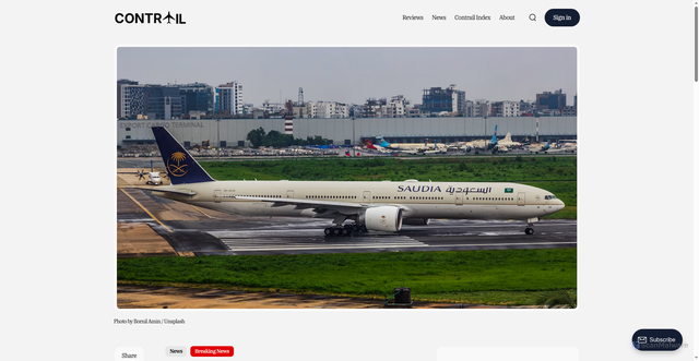 Security scan screenshot of https://www.thecontrail.org/a-passenger-plane-was-reportedly-hit-at-riyadhs-main-airport/