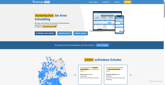 Security scan screenshot of https://schulmanager-online.de