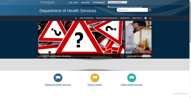 Security scan screenshot of https://dhs.saccounty.net/Pages/DHS-Home.aspx