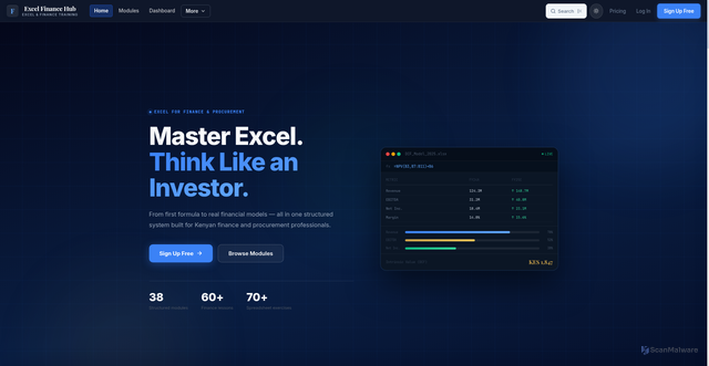 Security scan screenshot of http://excelfinancehub.com/