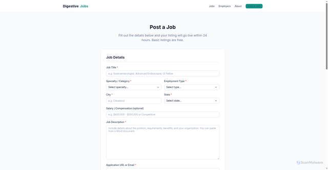 Security scan screenshot of https://digestivejobs.pages.dev/jobs/new/