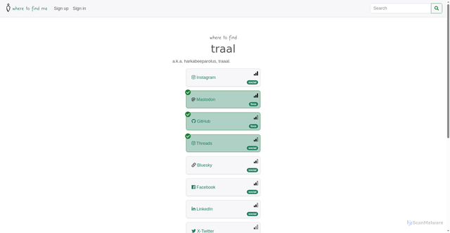 Security scan screenshot of https://traal.se