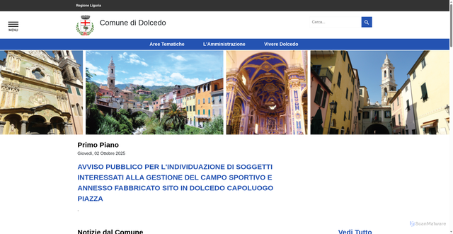 Security scan screenshot of https://www.comune.dolcedo.im.it/