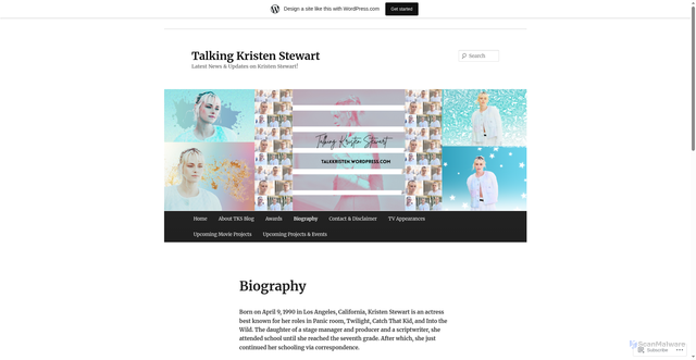 Security scan screenshot of https://talkkristen.wordpress.com/bio/