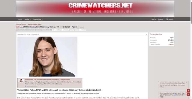 Security scan screenshot of https://www.crimewatchers.net/threads/lia-smith-missing-from-middlebury-college-vt-17-oct-2025-age-21.3987/post-273630