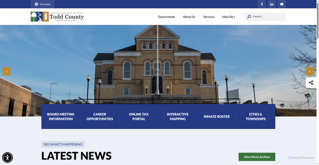 Security scan screenshot of https://toddcountymn.gov/