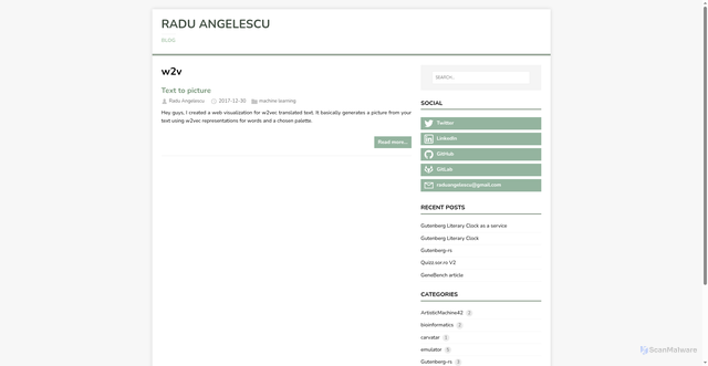 Security scan screenshot of https://hugo-raduangelescu.pages.dev/tags/w2v/