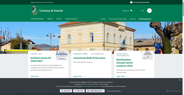 Security scan screenshot of https://www.comune.invorio.no.it/it-it/home
