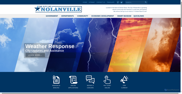 Security scan screenshot of https://www.nolanvilletx.gov/
