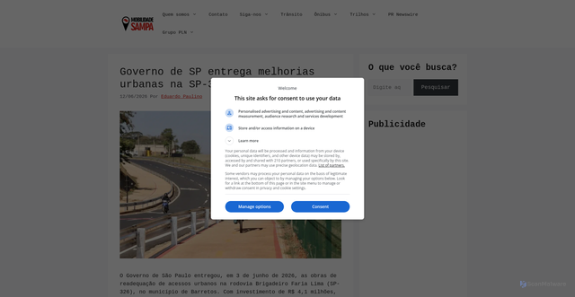 Security scan screenshot of https://mobilidadesampa.com.br