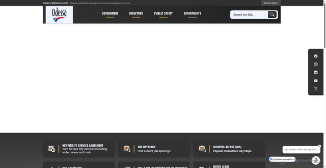 Security scan screenshot of https://odessa-tx.gov/