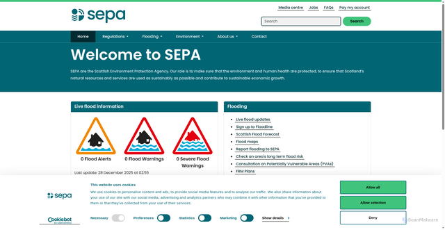 Security scan screenshot of https://www.sepa.org.uk/