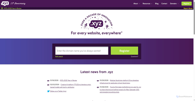 Security scan screenshot of https://xyz.com