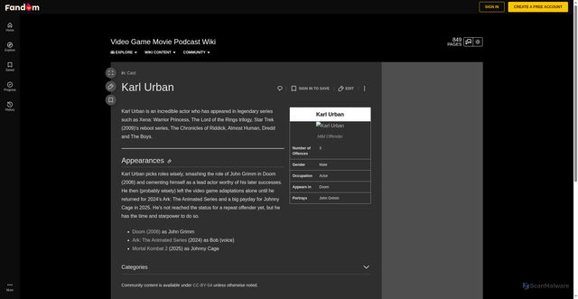 Security scan screenshot of https://vgmp.fandom.com/wiki/Karl_Urban