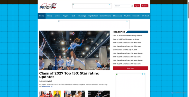 Security scan screenshot of https://prepvolleyball.com/