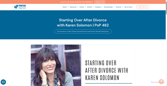 Security scan screenshot of https://practiceofthepractice.com/starting-over-after-divorce-with-karen-solomon-pop-462/