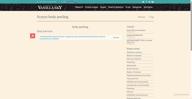 Security scan screenshot of http://vanillasky.ee/ru/for/body-peeling