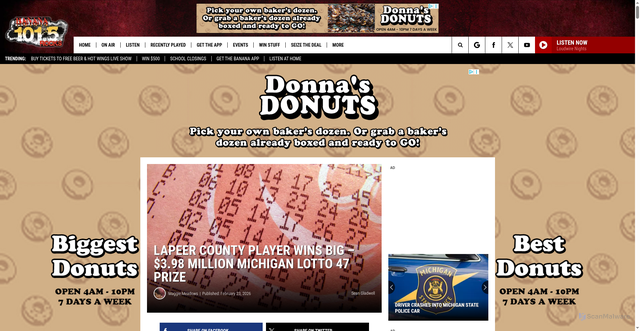 Security scan screenshot of https://banana1015.com/michigan-lottery-north-branch/