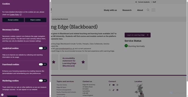 Security scan screenshot of https://www.edgehill.ac.uk/service/learning-edge/