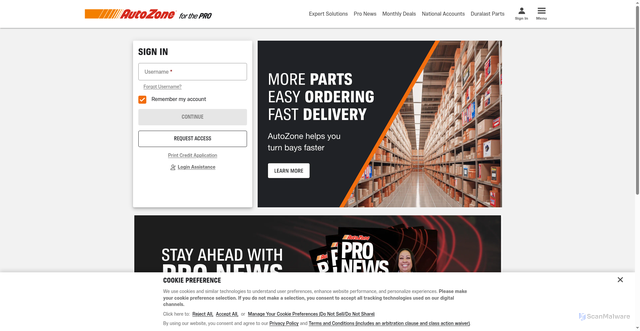 Security scan screenshot of https://www.autozonepro.com