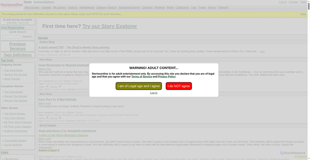 Security scan screenshot of https://storiesonline.net