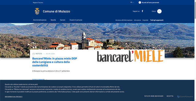Security scan screenshot of https://www.comune.mulazzo.ms.it/