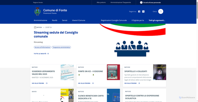 Security scan screenshot of https://www.comune.fonte.tv.it/