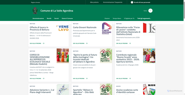 Security scan screenshot of https://www.comune.lavalleagordina.bl.it