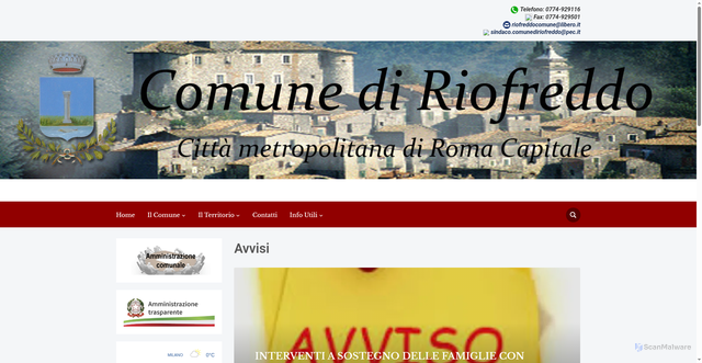 Security scan screenshot of https://www.comunediriofreddo.it/