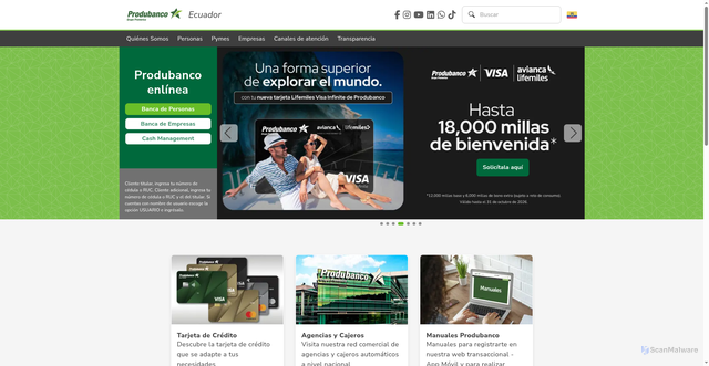 Security scan screenshot of https://produbanco.com.ec