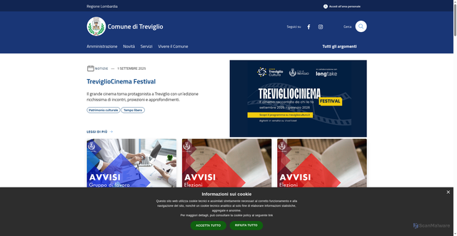 Security scan screenshot of https://www.comune.treviglio.bg.it/it