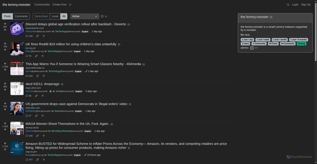 Security scan screenshot of https://lemmy.monster