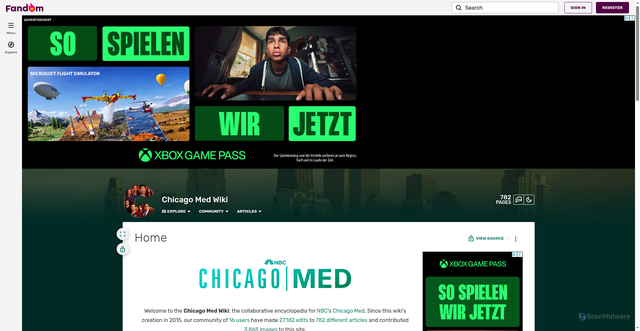 Security scan screenshot of https://chicagomed.fandom.com/wiki/Chicago_Med_Wiki