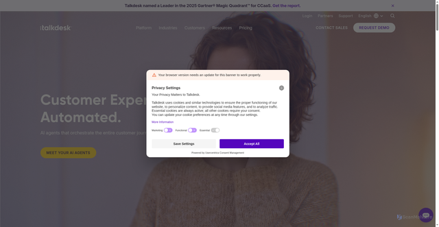 Security scan screenshot of https://talkdesk.com